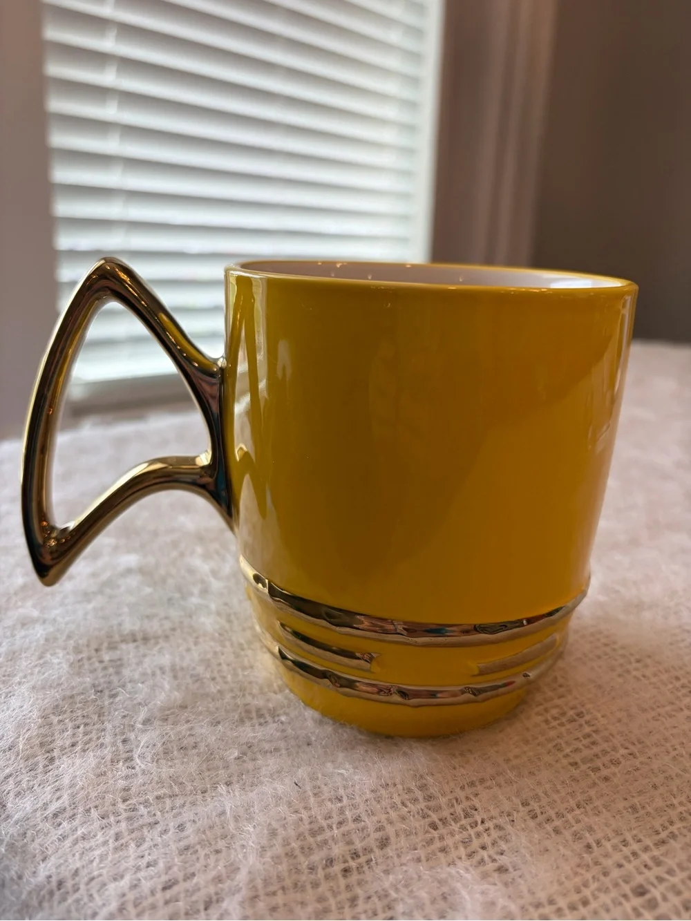 Star Trek star fleet stoneware yellow coffee mug.  22oz.
